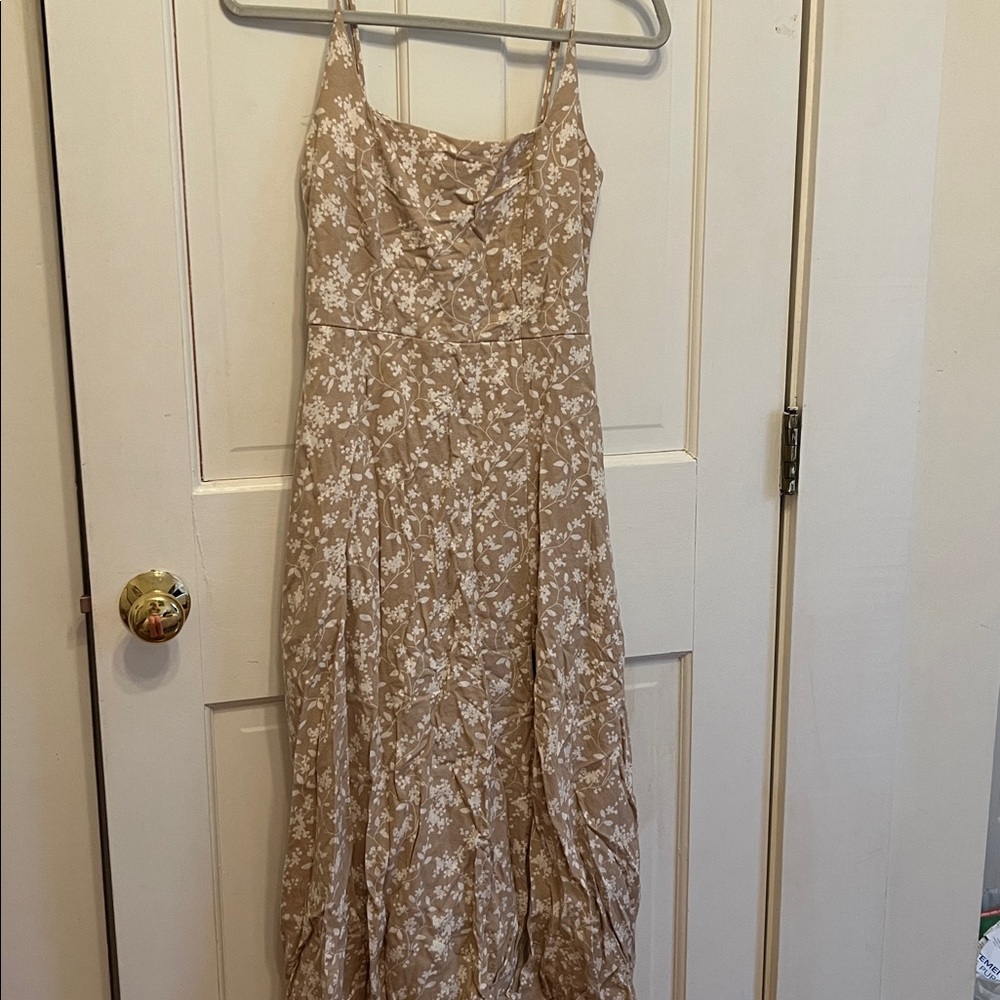 Floral Beige Maxi Dress
